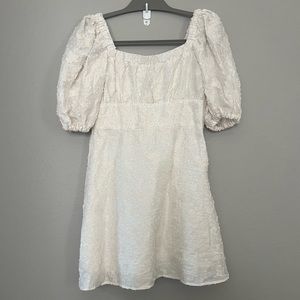 Zara cream floral puff sleeve dress